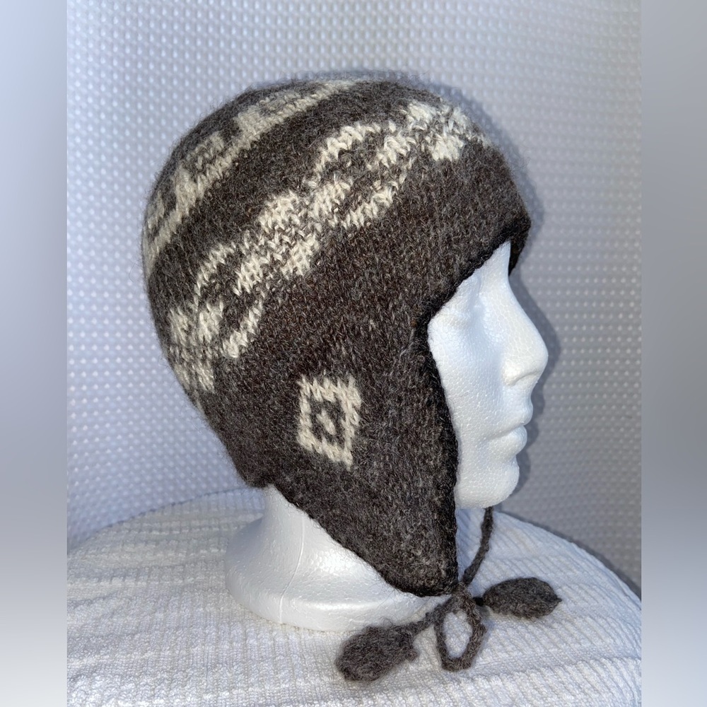 Qori 100% Alpaca wool Reversible Andean toque with ear flaps size S/M